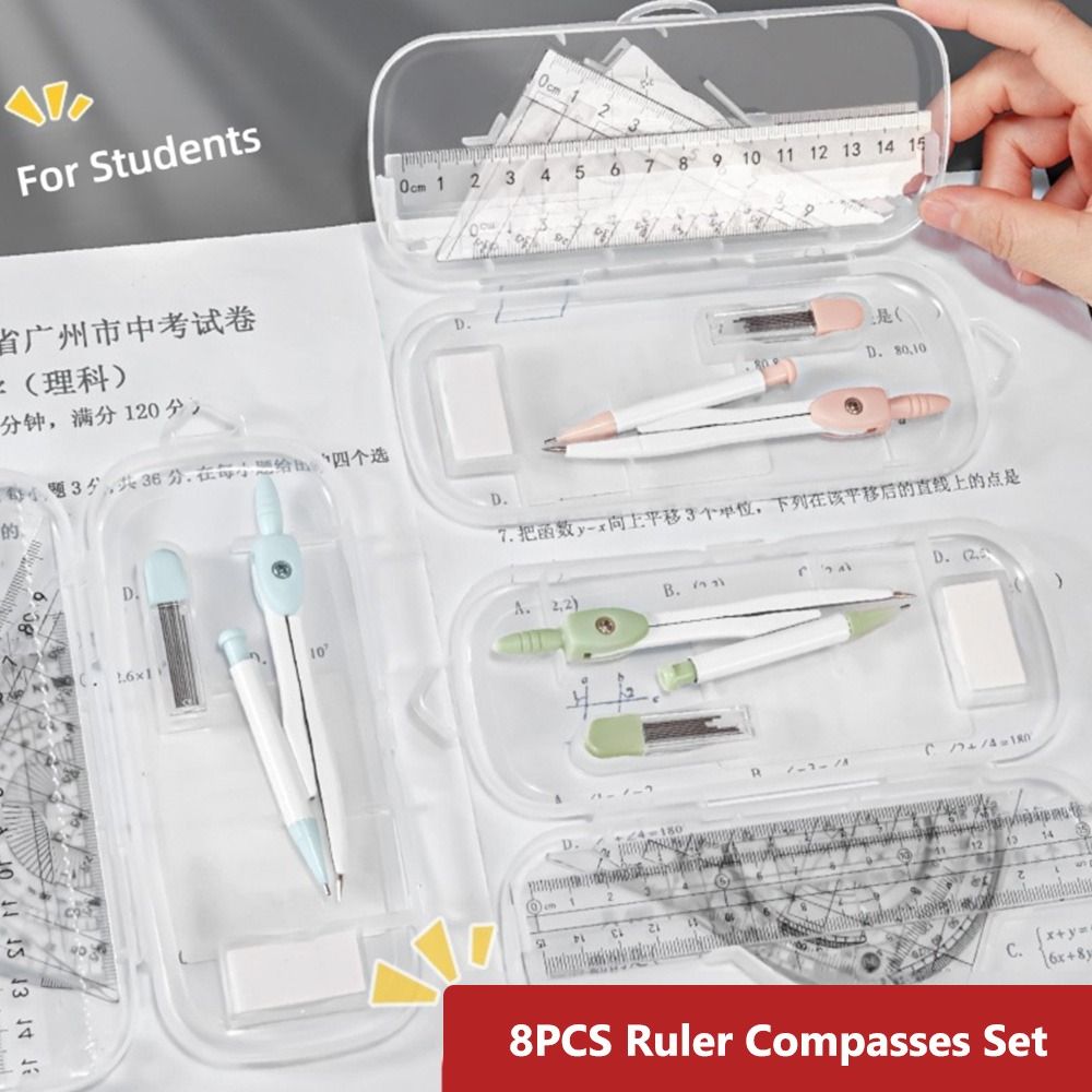 Ruler Set Transparent - Juego de 8 piezas de reglas